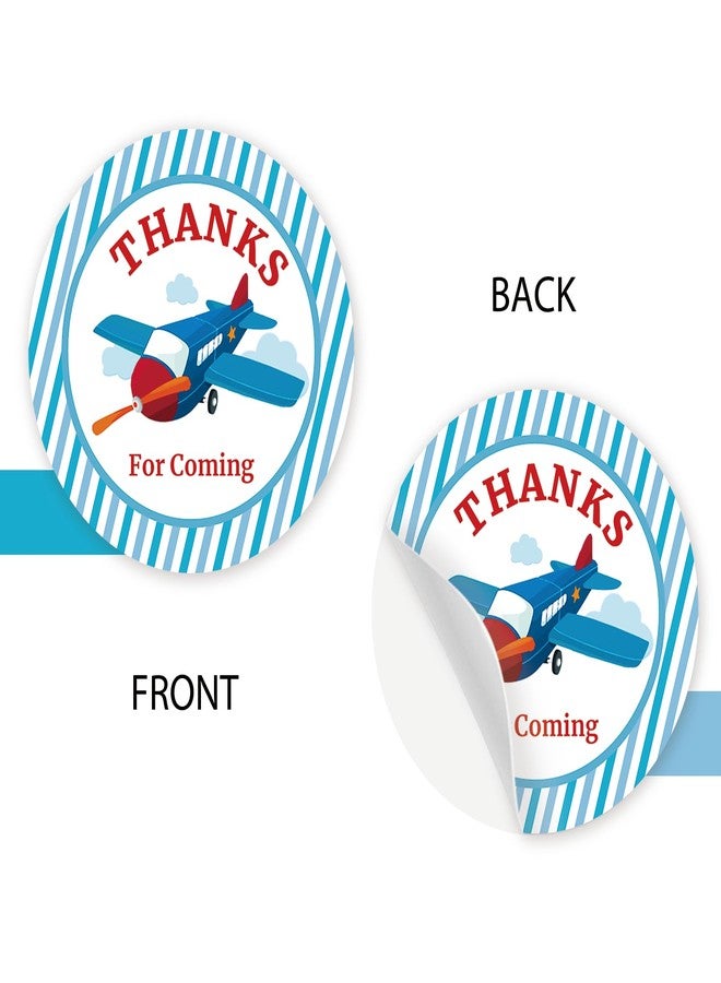 FORSHEEP 40pcs Airplane Thank You Stickers, Fighter Jet Birthday Thank You Stickers, Blue Airpalne Thank You Rounb Labels for Boy Birthday Party Favors - Image 4